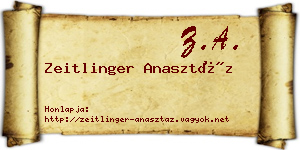 Zeitlinger Anasztáz névjegykártya